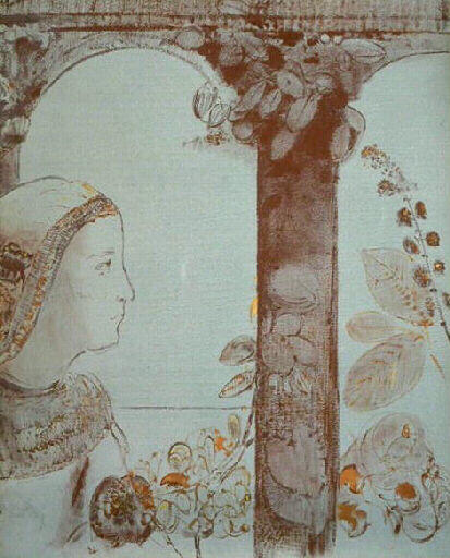 Portrait de jeune fille sur fond d'arcatures - Odilon Redon