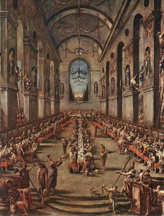 Des frères observant dans un réfectoire - Alessandro Magnasco image 1 tableau peint à l’huile sur toile