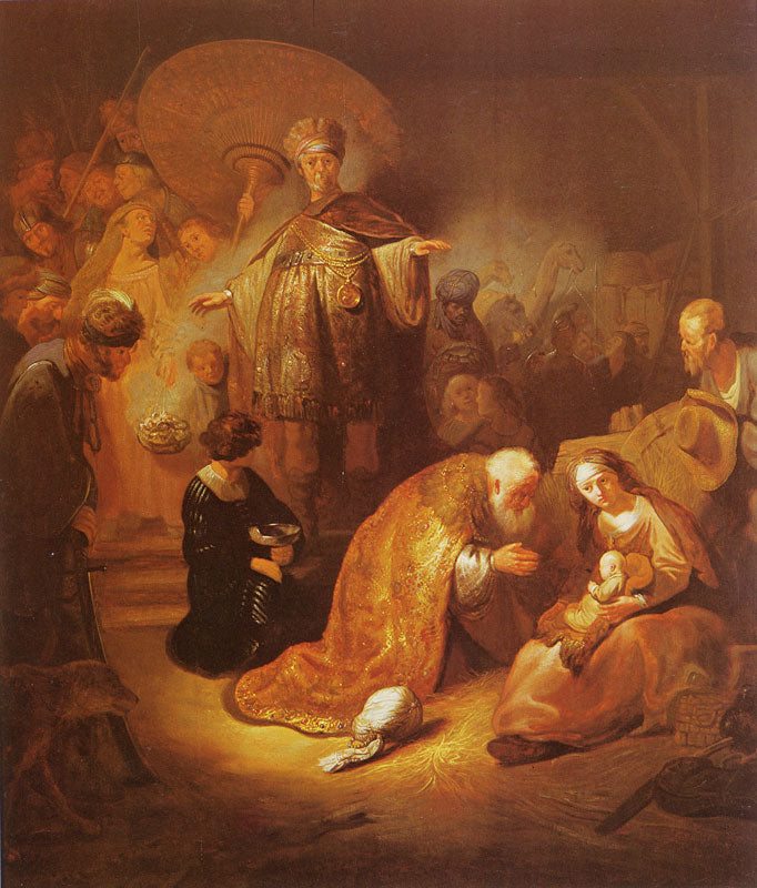 Reproduction du tableau « L'Adoration des Mages (copie ?) - Rembrandt » par Alpha Reproduction en peinture à l’huile