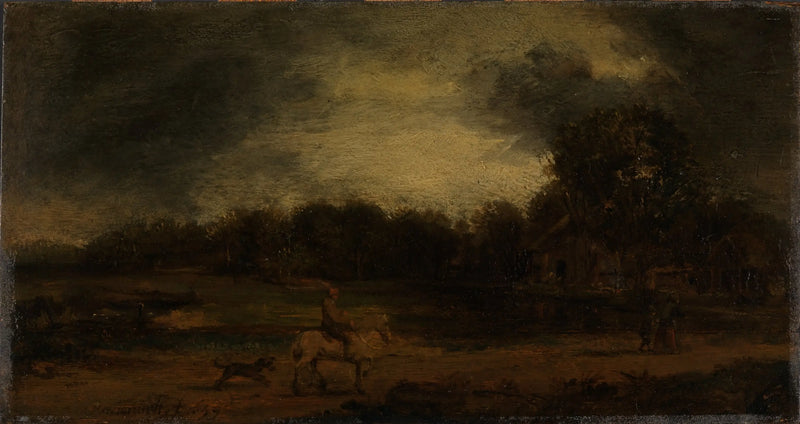 Bir Süvari ile Manzara - Rembrandt