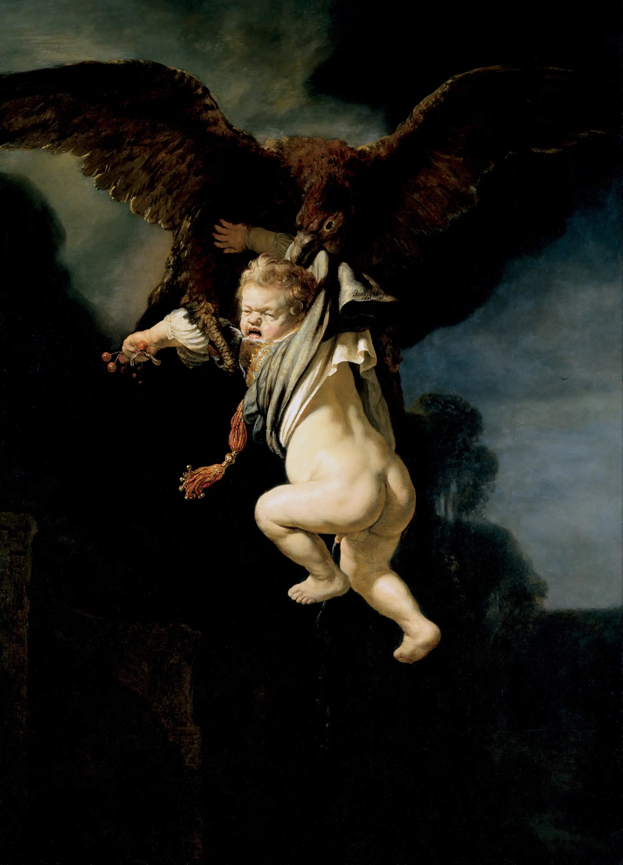 Reproduction du tableau « Le Rapt de Ganymède - Rembrandt » par Alpha Reproduction en peinture à l’huile