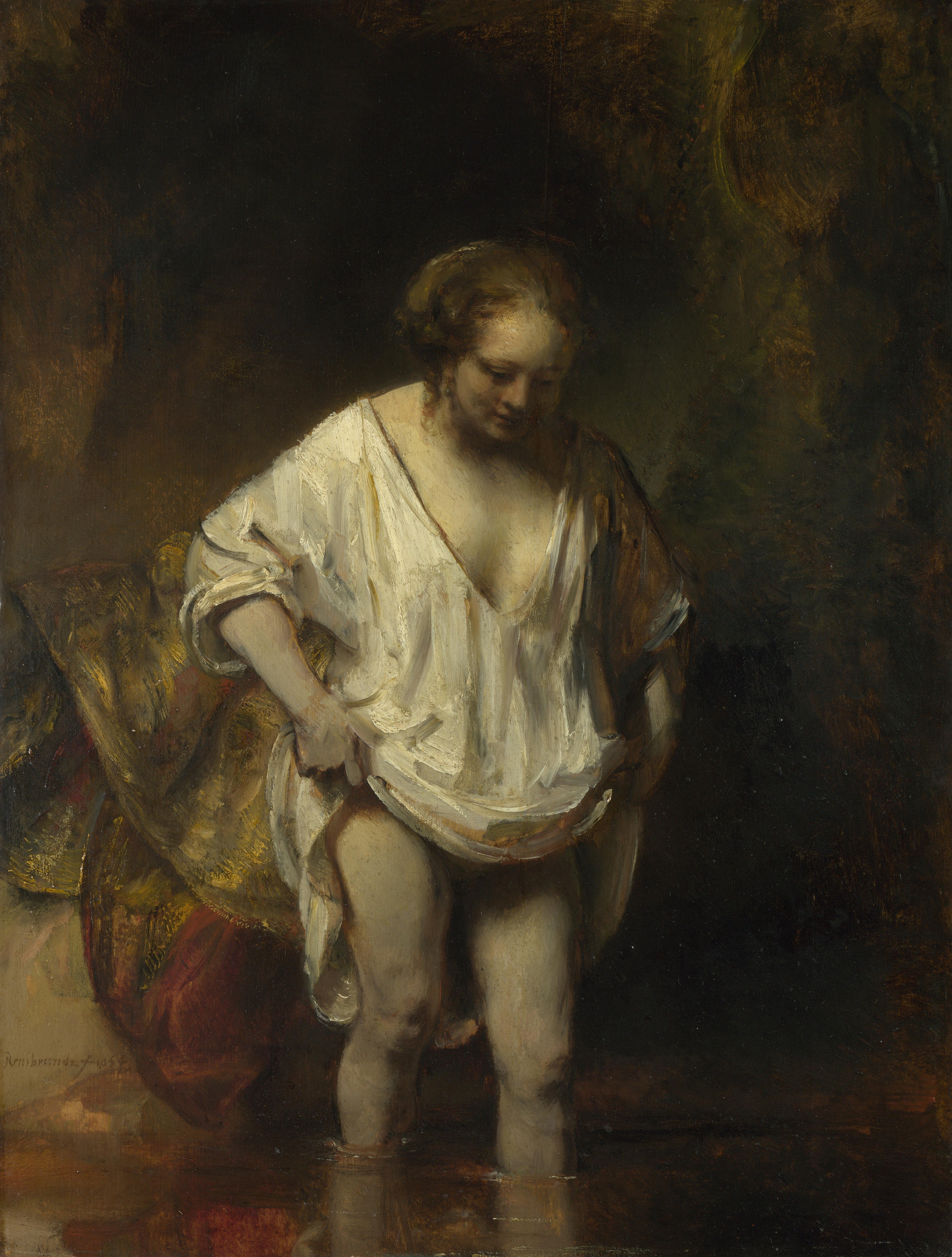 Reproduction du tableau « Baigneuse - Rembrandt » par Alpha Reproduction en peinture à l’huile