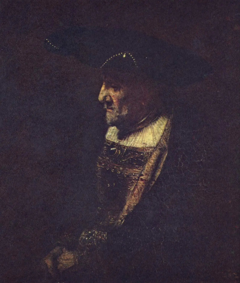 İncilerle süslenmiş şapka takan adam - Rembrandt