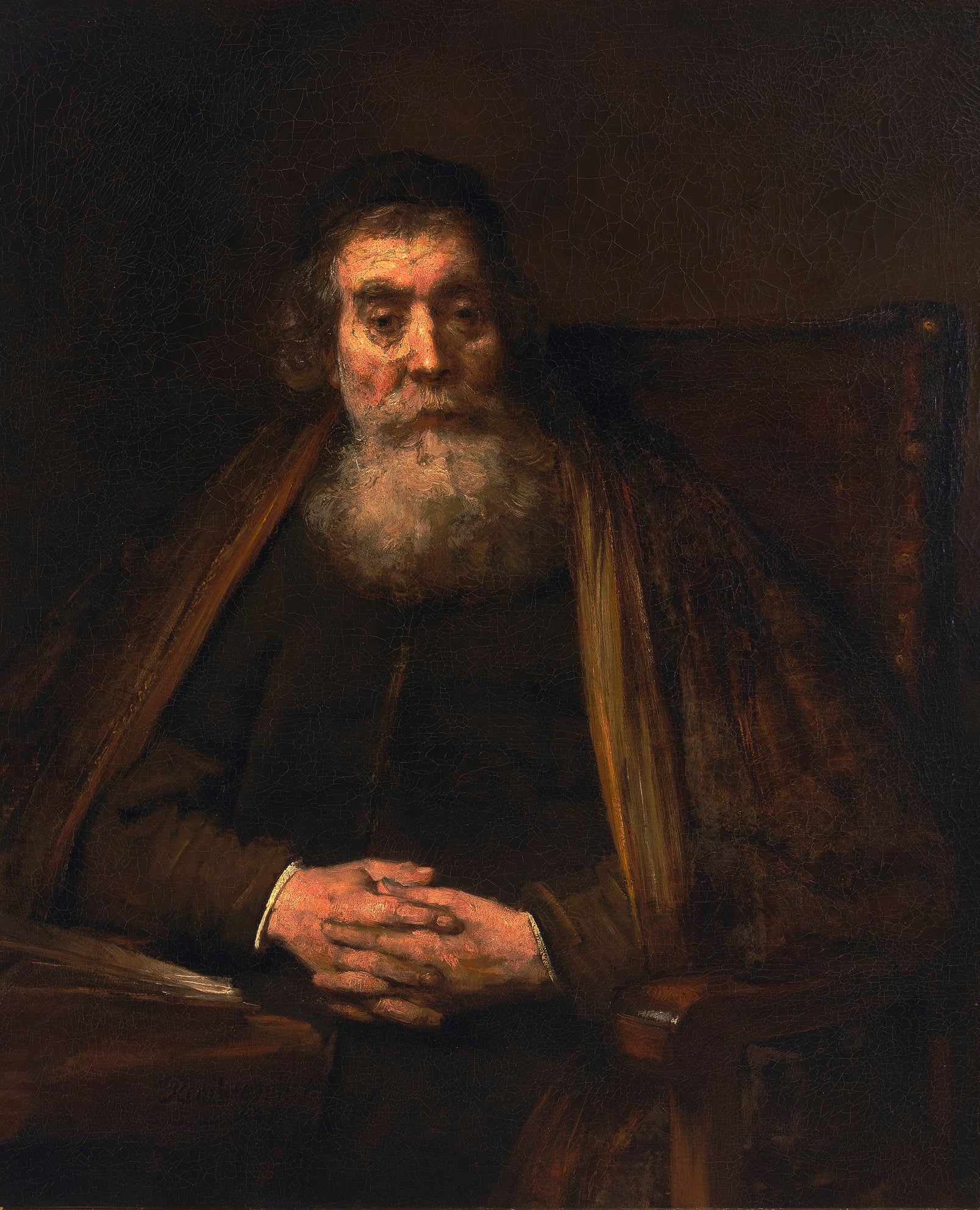 Reproduction du tableau « Portrait d'un vieillard (sans doute le pédagogue, Jan Amos Komensky dit Comenius) - Rembrandt » par Alpha Reproduction en peinture à l’huile