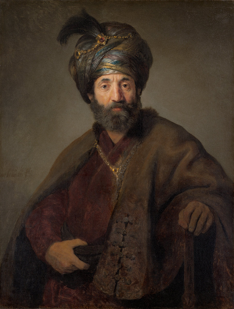Reproduction du tableau « Homme en costume oriental - Rembrandt » par Alpha Reproduction en peinture à l’huile
