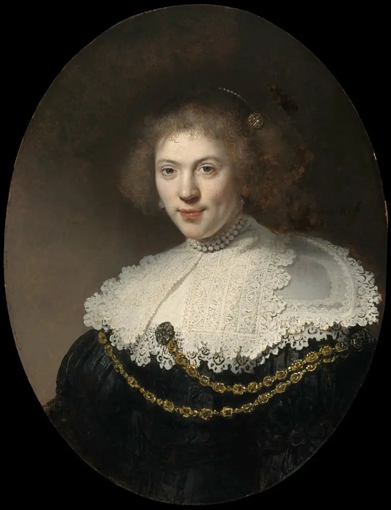 Altın zincir takan bir kadının portresi - Rembrandt