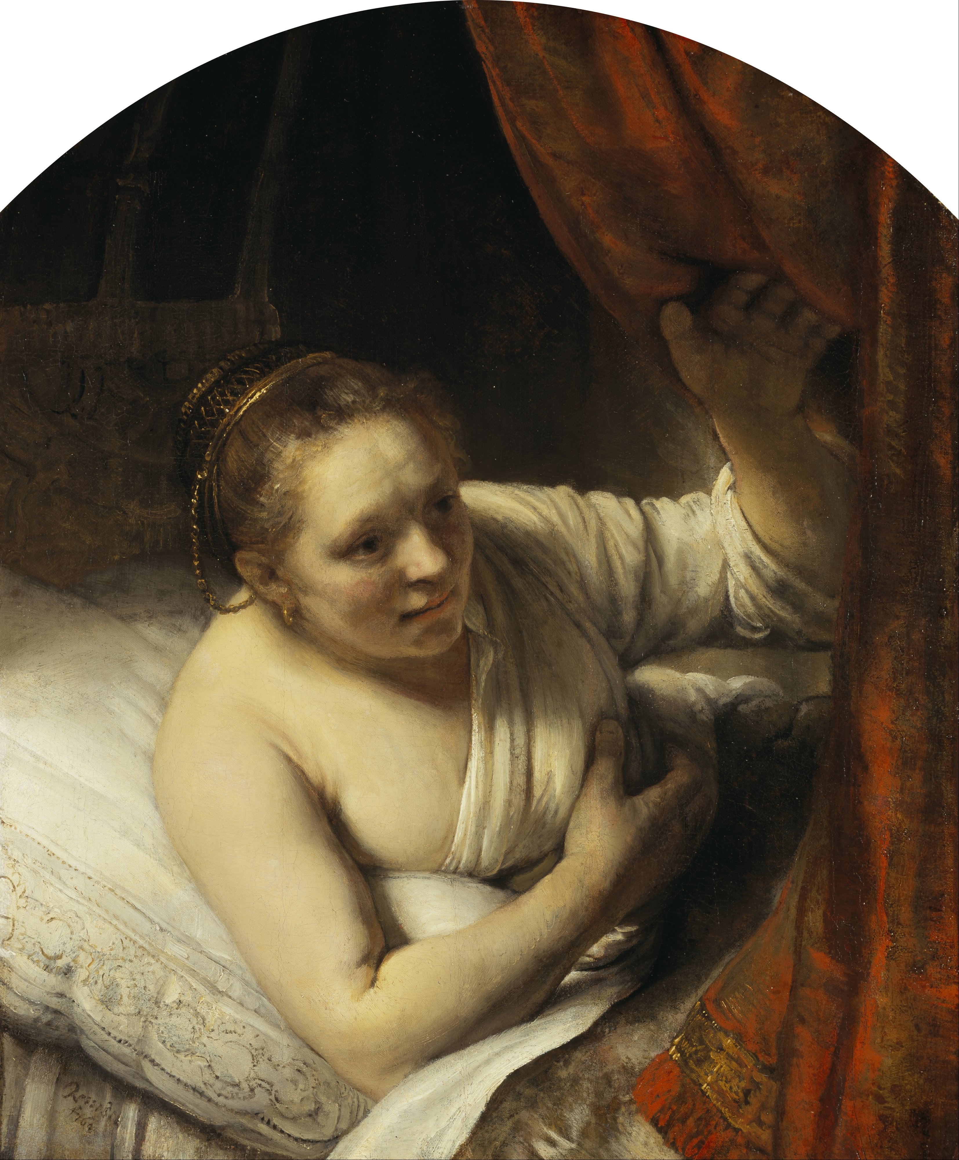Reproduction du tableau « Jeune Femme au lit - Rembrandt » par Alpha Reproduction en peinture à l’huile
