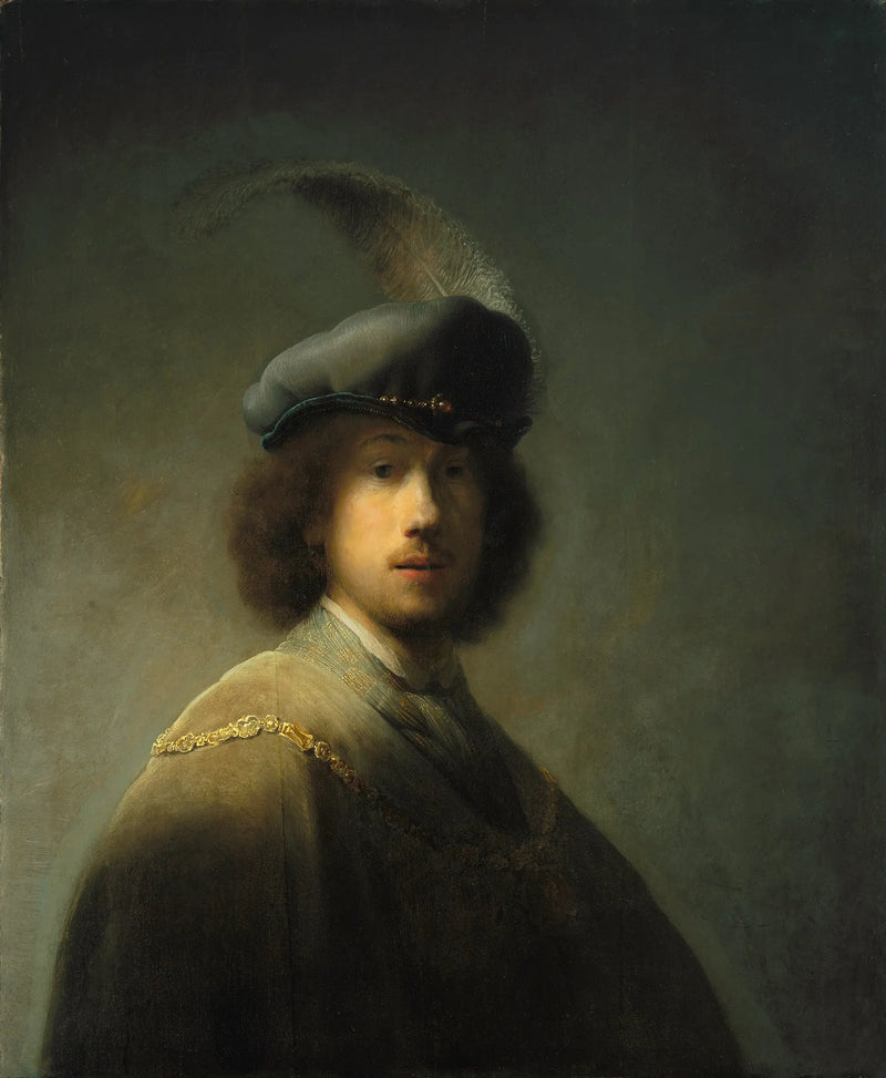 Tüy şapka ile otoportre - Rembrandt