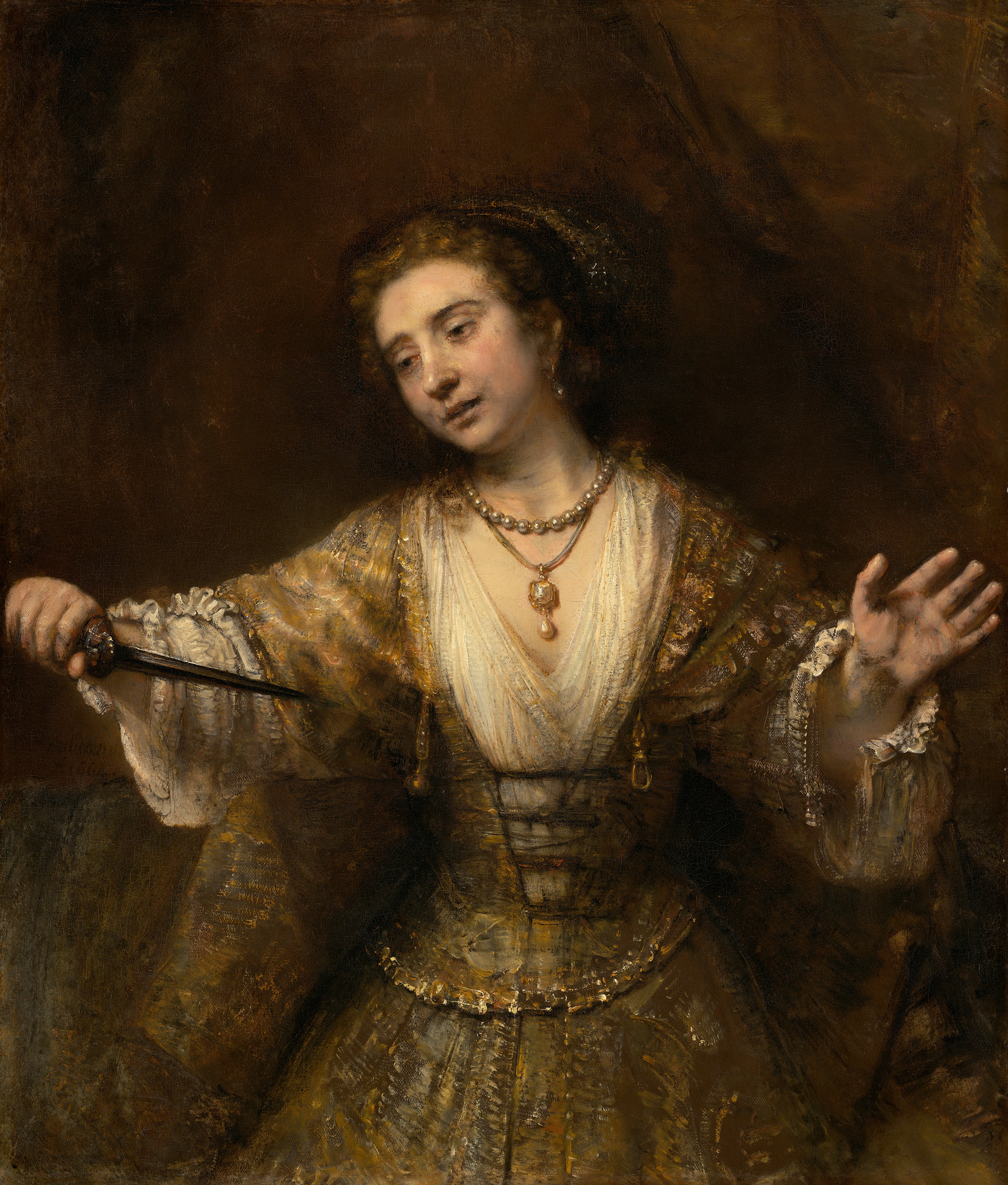 Reproduction du tableau « Le Suicide de Lucrèce - Rembrandt » par Alpha Reproduction en peinture à l’huile