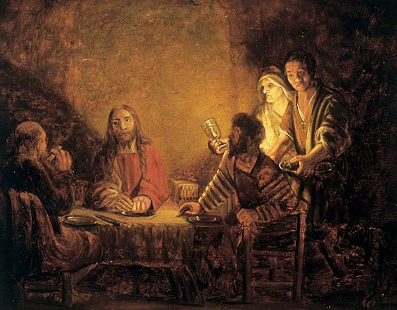 Mesih ve Öğrenciler (Emmaus'taki Son Akşam Yemeği) - Rembrandt