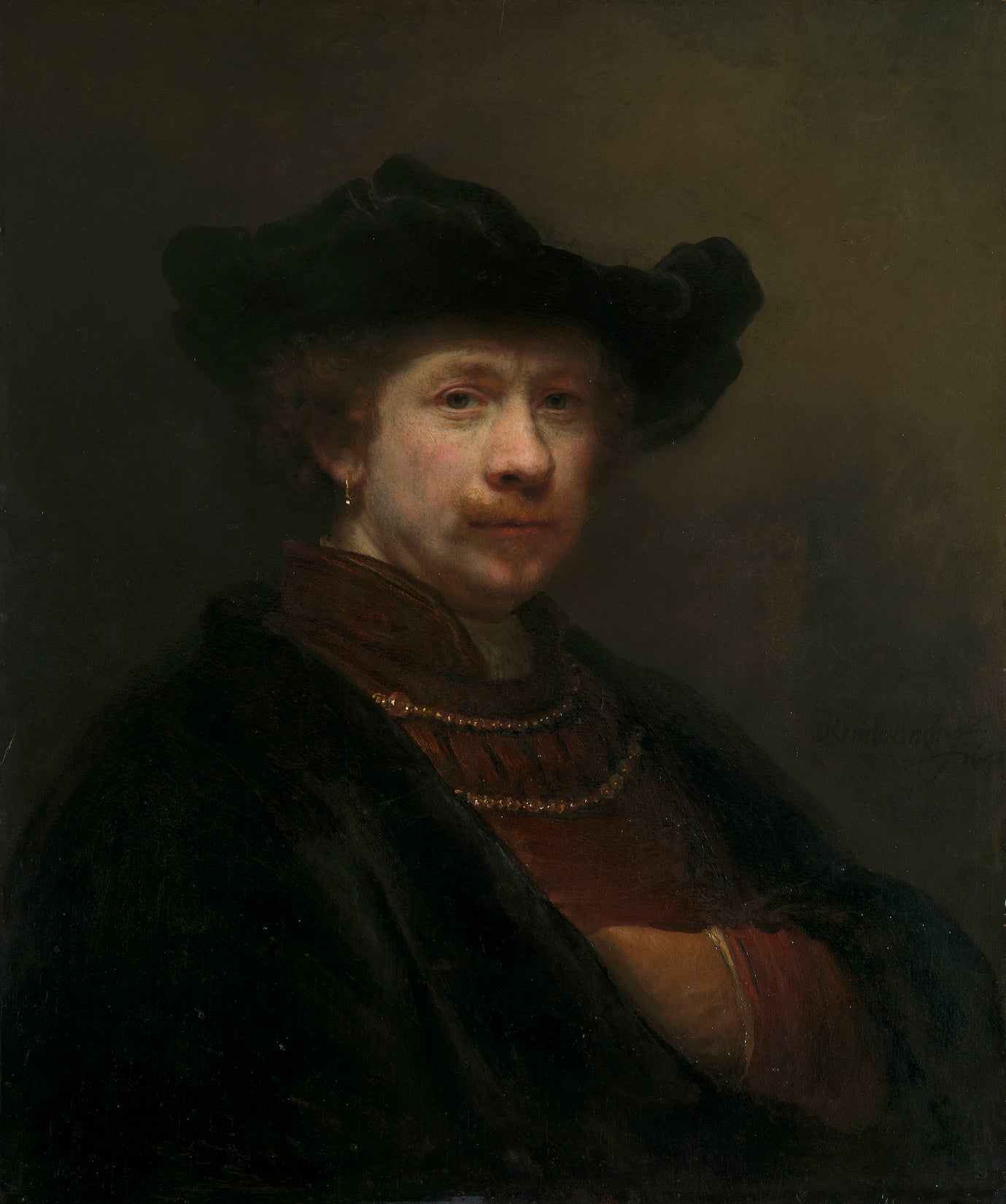 Reproduction du tableau « Portrait de l'artiste, peint en 1641 - Rembrandt » par Alpha Reproduction en peinture à l’huile