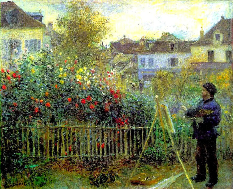 Claude Monet'in Argenteuil'deki bahçesinde resim yapması - Pierre-Auguste Renoir