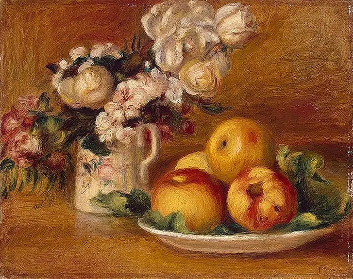 Elmalar ve çiçekler - Pierre-Auguste Renoir