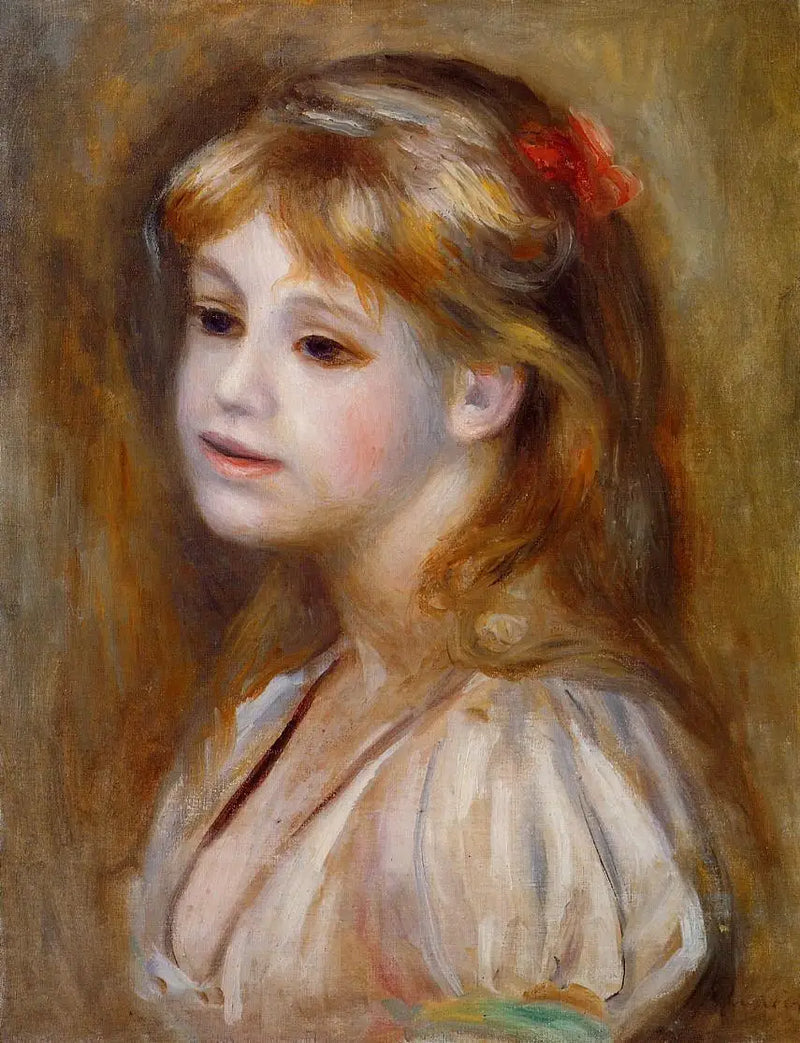 Kırmızı çiçekli genç kız - Pierre-Auguste Renoir