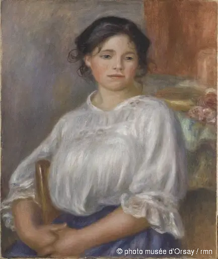 Reproduction du tableau « Jeune Fille assise - Pierre-Auguste Renoir » par Alpha Reproduction en peinture à l’huile