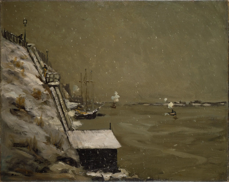 East River kıyısı, kış - Robert Henri
