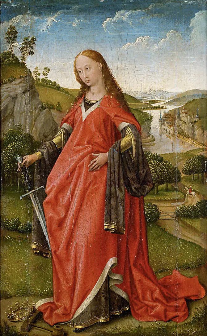 Sağ kanat bir diptyk: Aziz Catherine - Rogier van der Weyden