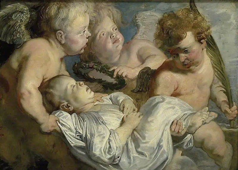 Bir melekler tarafından göğe taşınan ölü çocuk - Peter Paul Rubens