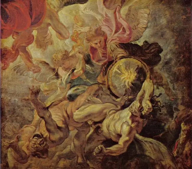 Başmelek Mikail Şeytan'ı ve isyankar melekleri yeniyor (Vahiy 12:7-9), 1620 - Peter Paul Rubens