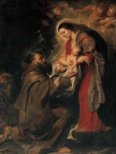 Aziz Francis çocuk İsa'yı kabul eder - Peter Paul Rubens