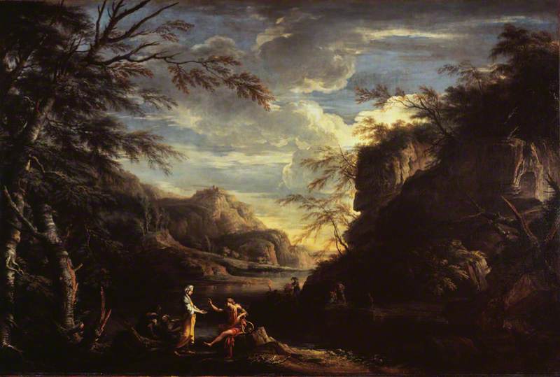 Paysage fluvial avec Apollon et la Sibylle de Cumes - Salvator Rosa