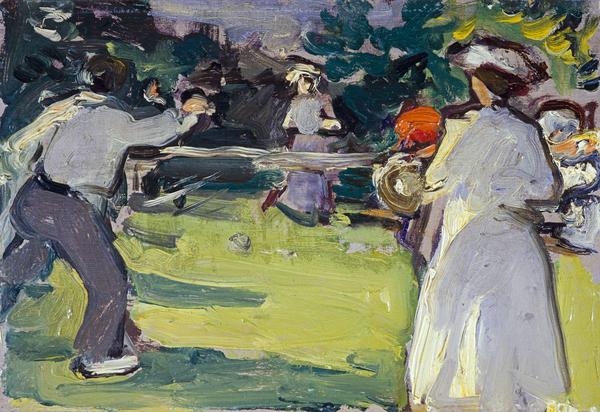 Partie de tennis au jardin du Luxembourg, Samuel Peploe, 1906, peinture à l’huile