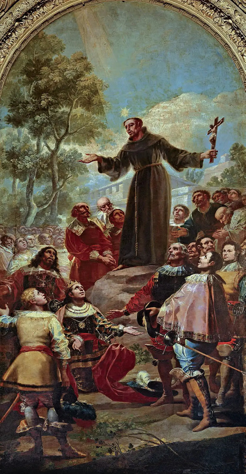 Siena'lı Saint Bernardin, Aragon Kralı Alphonse V'nin Önünde Vaaz Veriyor - Francisco de Goya