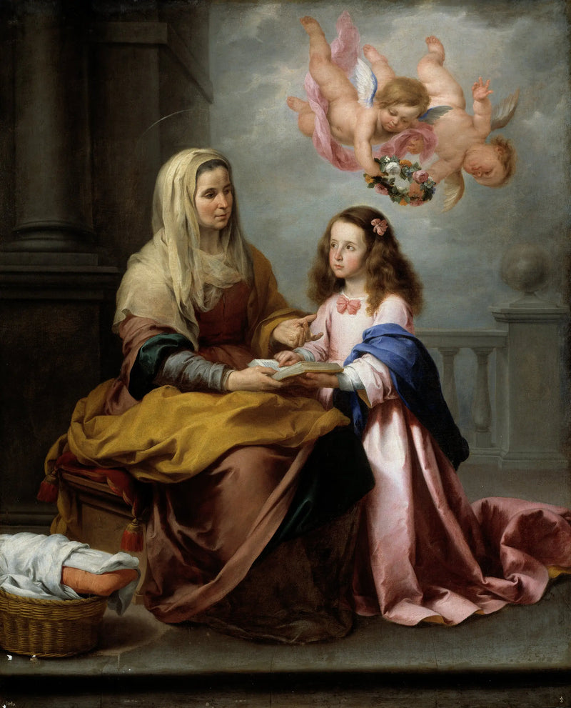 Azize Anne, Marie'ye Okuma Öğretiyor - Bartolomé Esteban Murillo