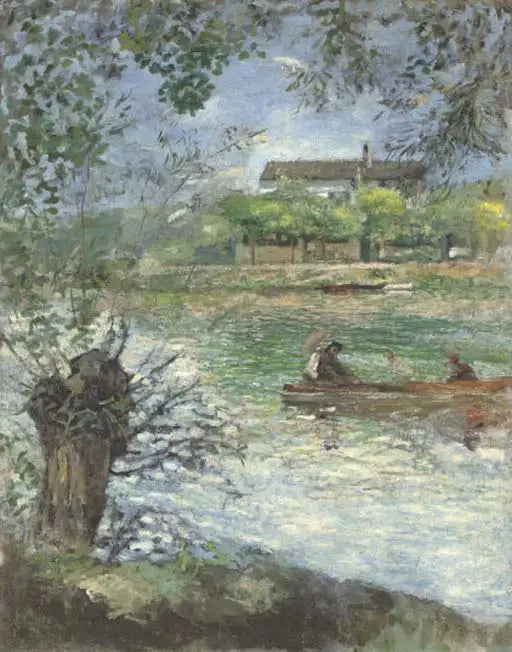 Bir Kayıkta Söğütler ve İnsanlar - Pierre-Auguste Renoir
