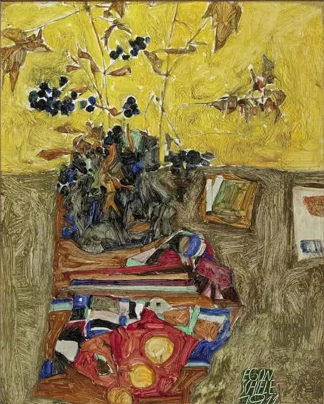 Çiçekli Natürmort - Egon Schiele