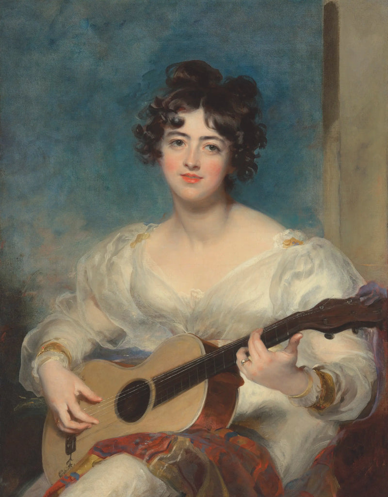 Elizabeth Blake, Lady Wallscourt portresi, gitar çalarken - Thomas Lawrence