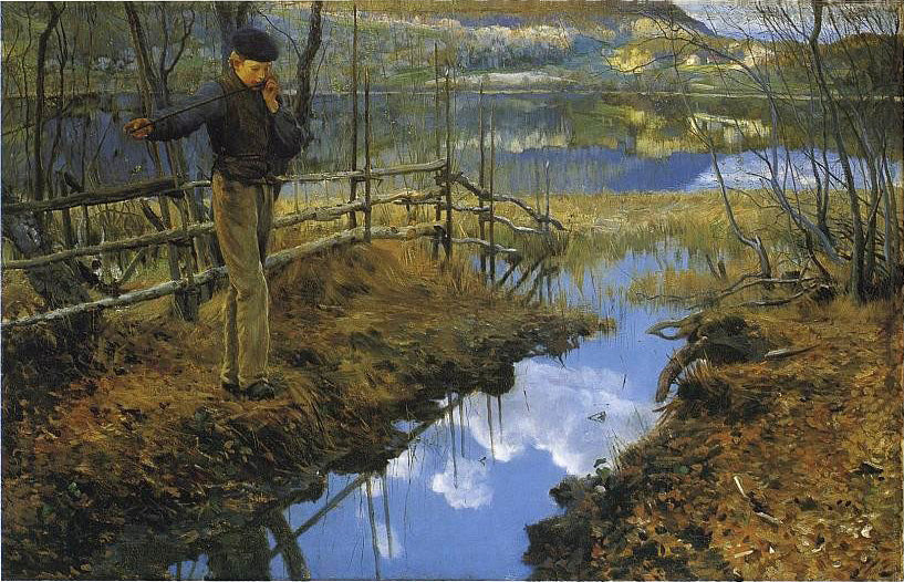 La Flûte de saule, Christian Skredsvig, 1889, peinture à l’huile