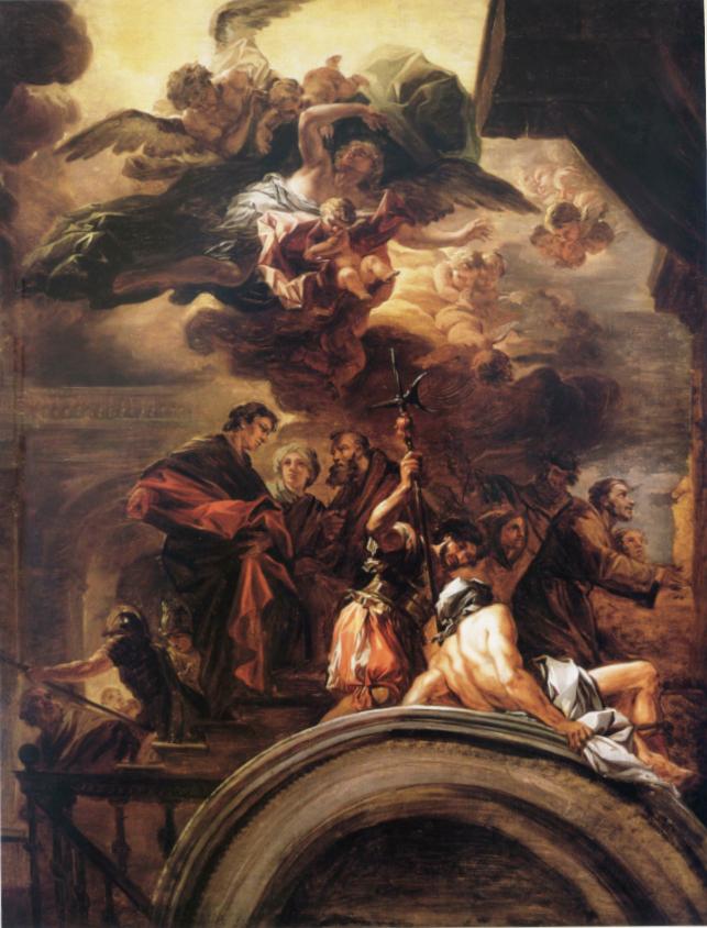 Aziz François Papa'nın önünde. - Francesco Solimena