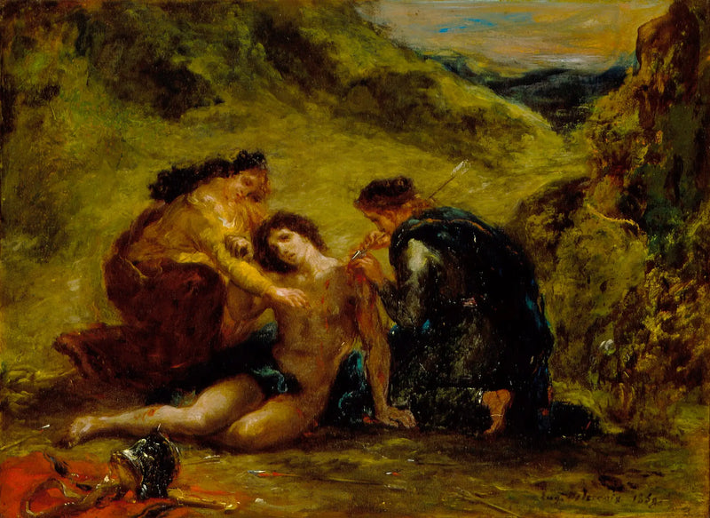 Aziz İrene ve bir refakatçi ile Aziz Sebastian - Eugène Delacroix