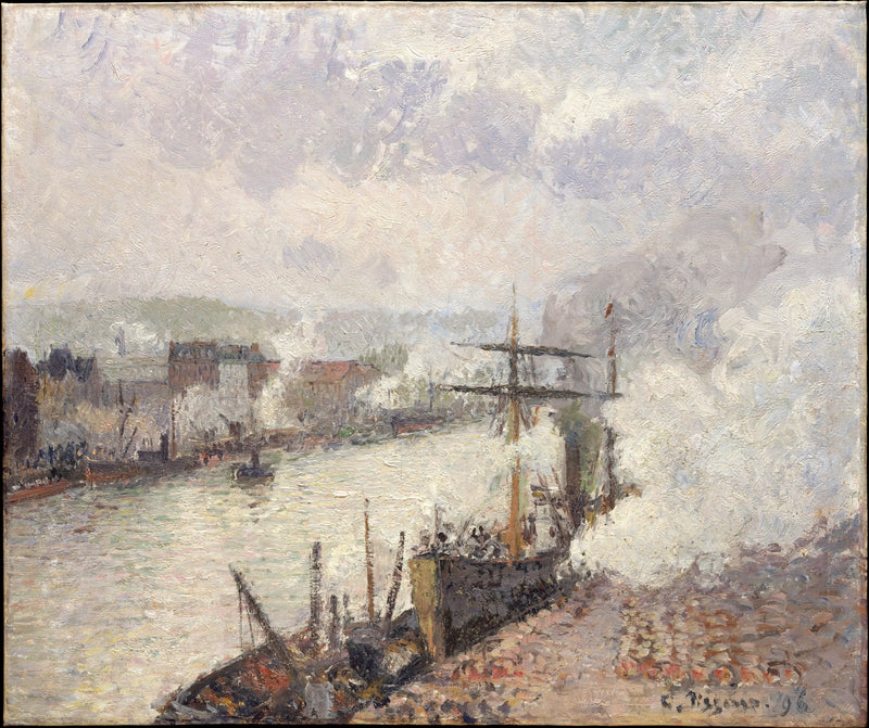 Rouen Limanı'ndaki Buhar Gemileri - Camille Pissarro