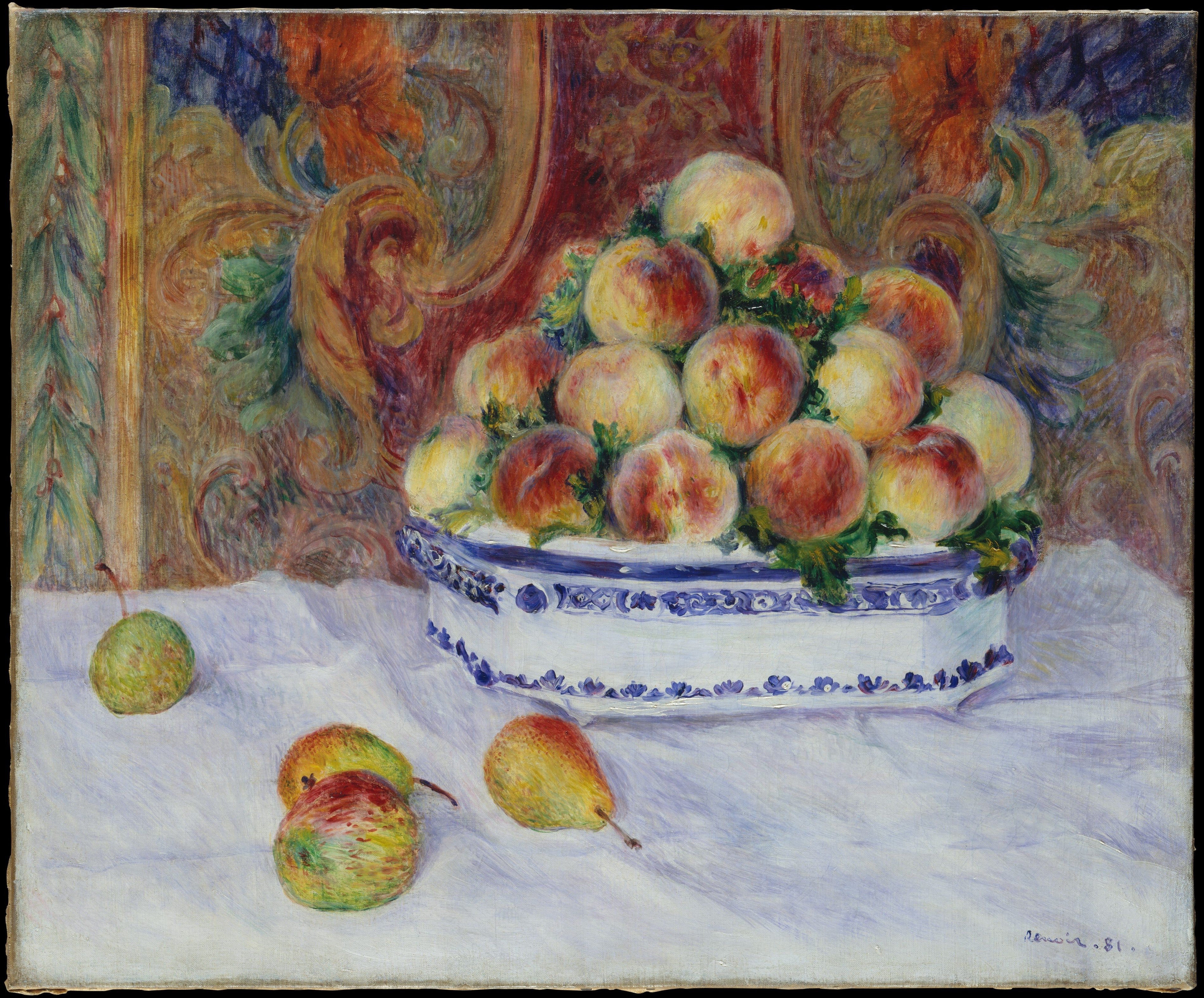 Reproduction du tableau « Nature morte aux pêches - Pierre-Auguste Renoir » par Alpha Reproduction en peinture à l’huile