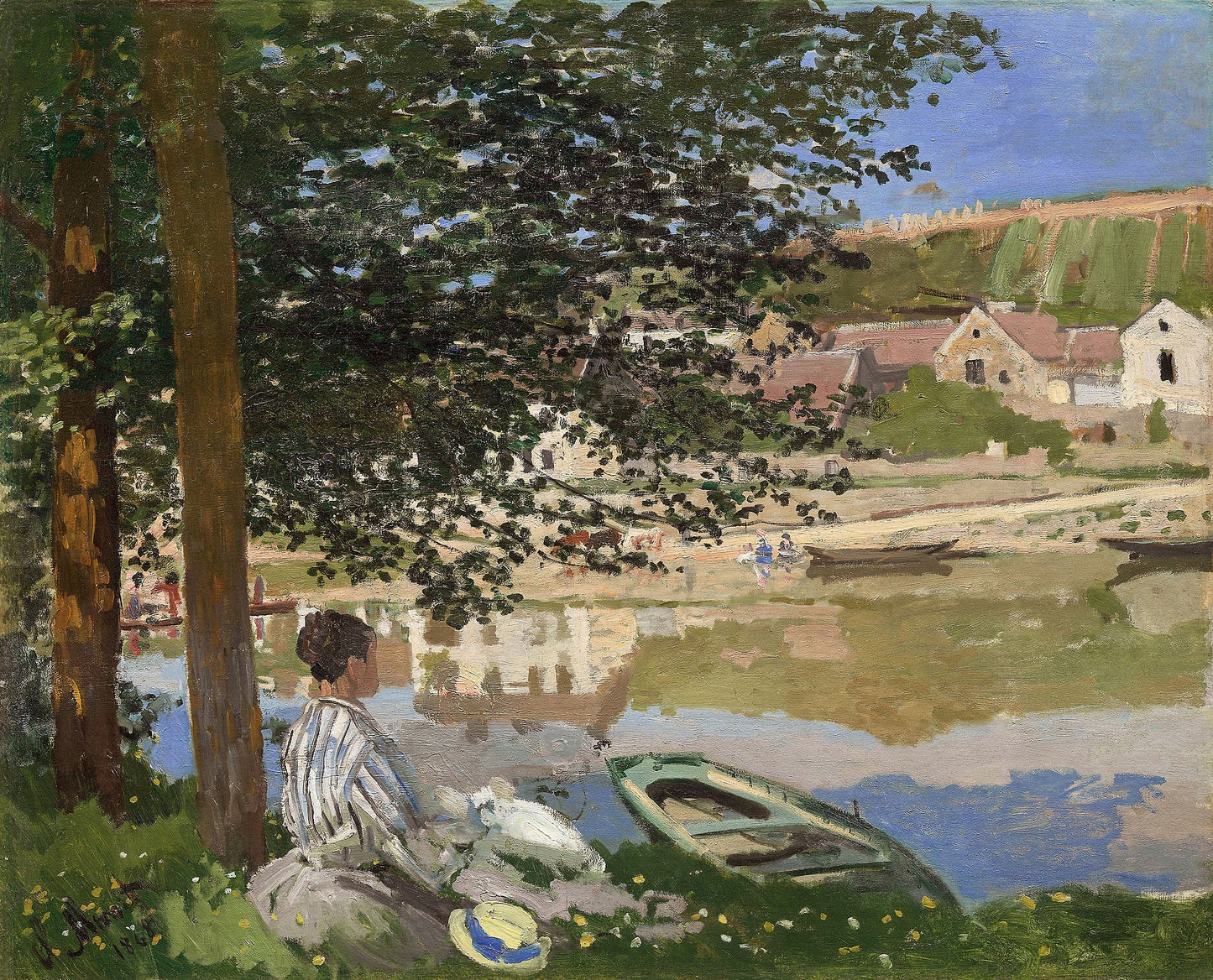 🌿 Bennecourt'ta Seine Nehri kıyısında – Claude Monet (1868)