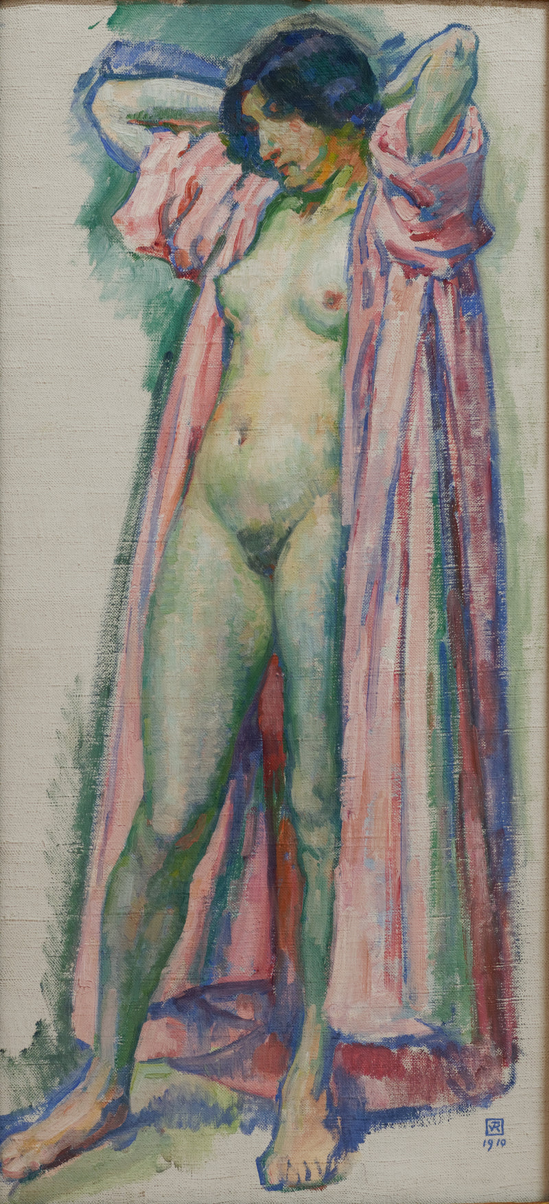 Pembe bornozlu kadın - Théodore van Rysselberghe