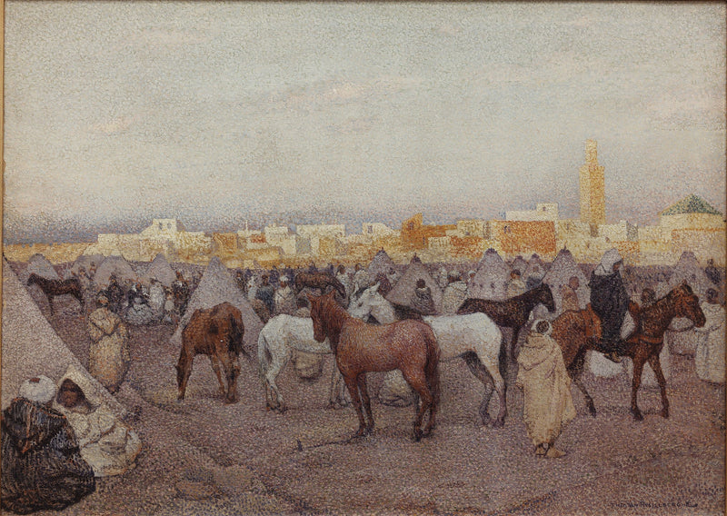 Marrakeş yakınlarında çadır kampı veya at pazarı - Théodore van Rysselberghe