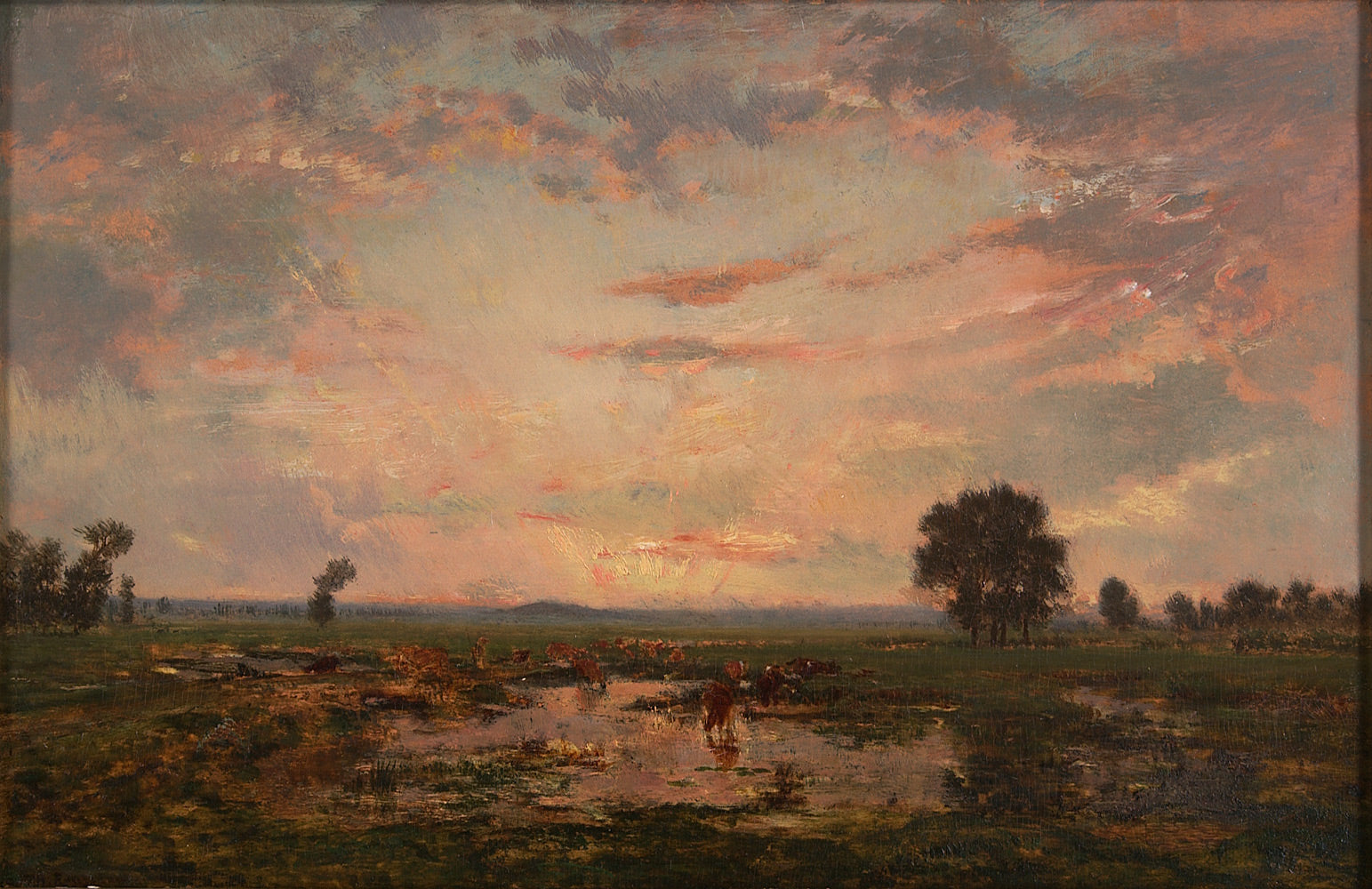 Paisaje con ganado en la ciénaga - Théodore Rousseau