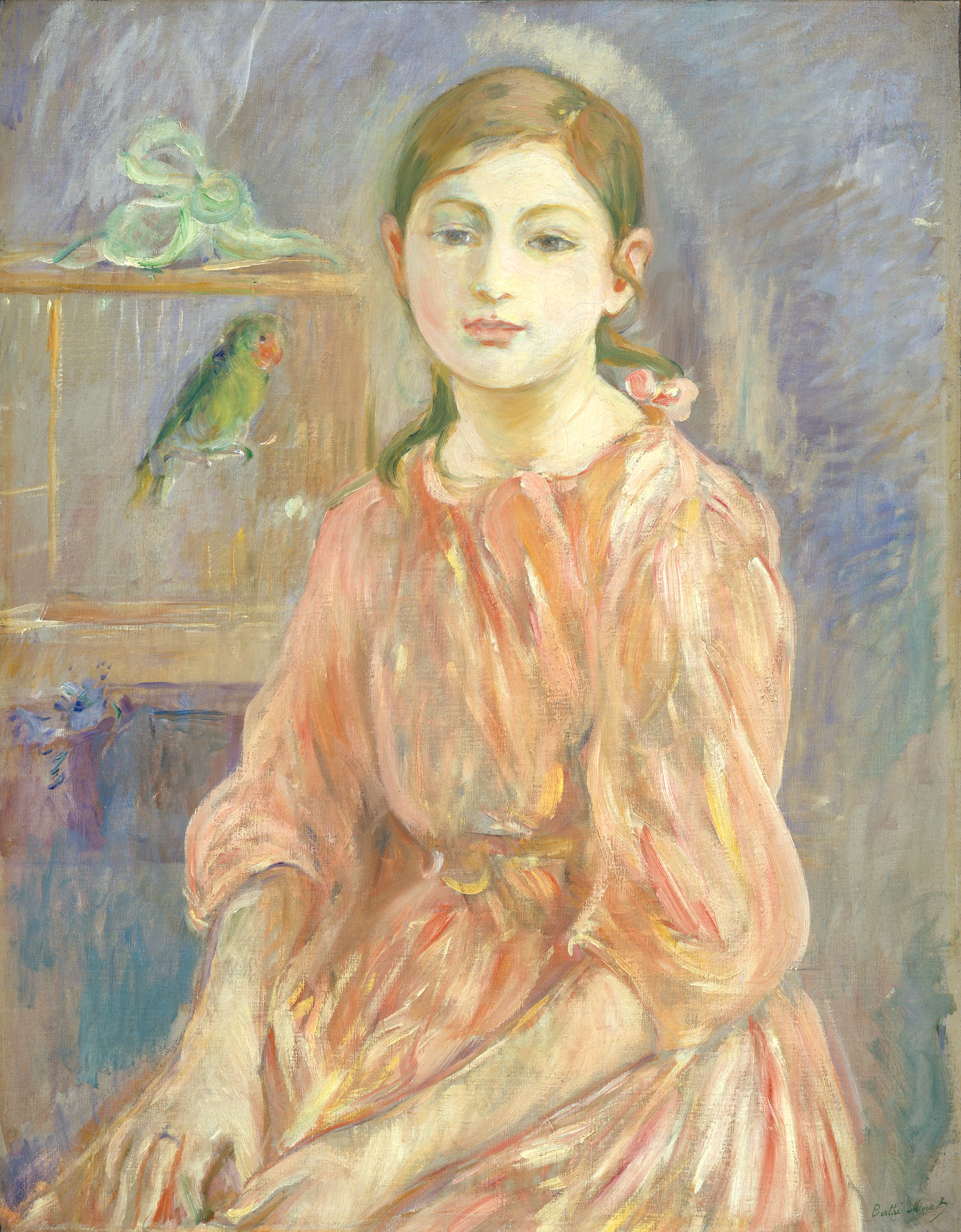 Reproduction du tableau « La fille de l'artiste avec une perruche - Berthe Morisot » par Alpha Reproduction en peinture à l’huile
