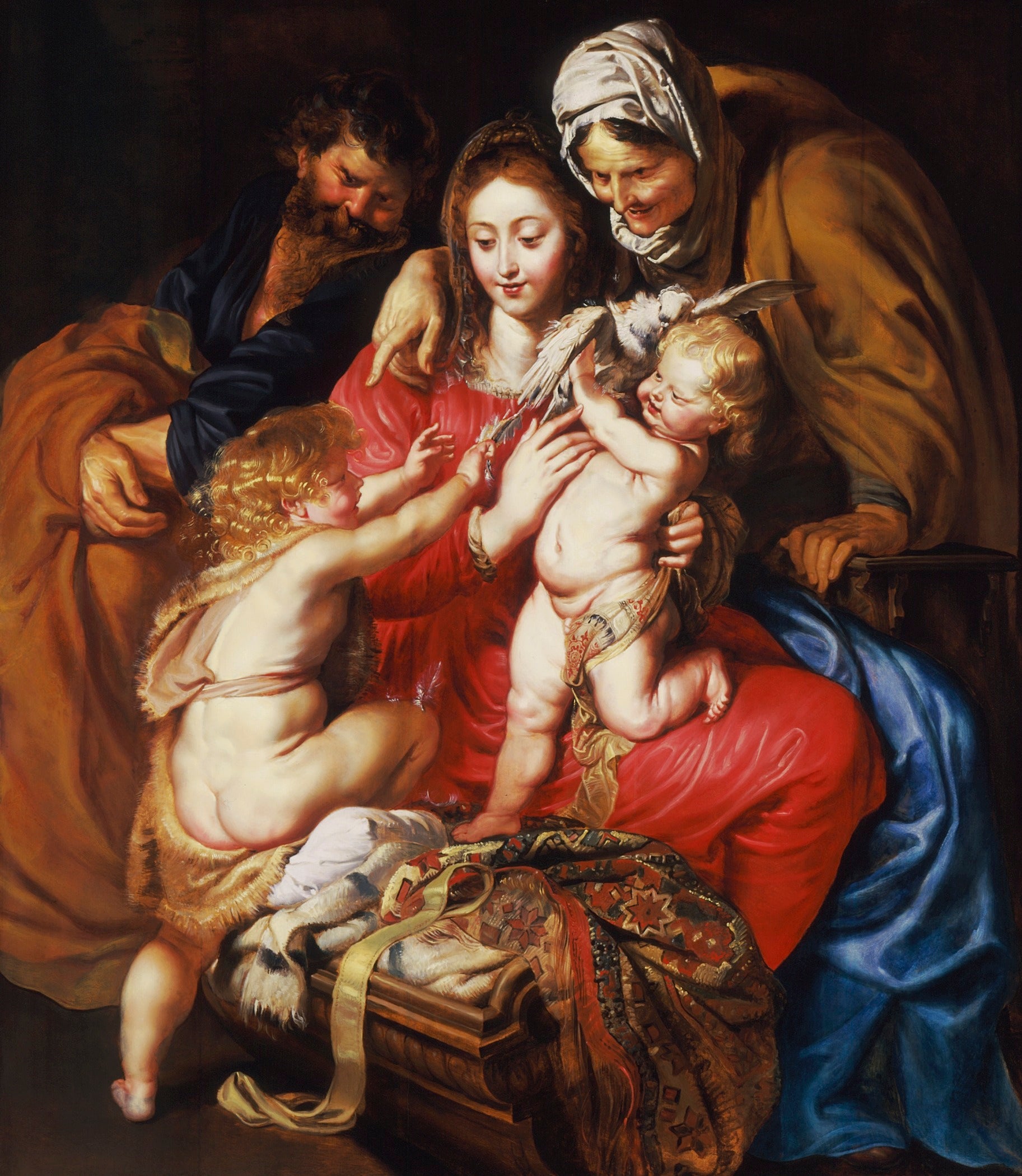 Kutsal Aile, Aziz Elizabeth, Aziz John ve bir güvercin ile - Peter Paul Rubens