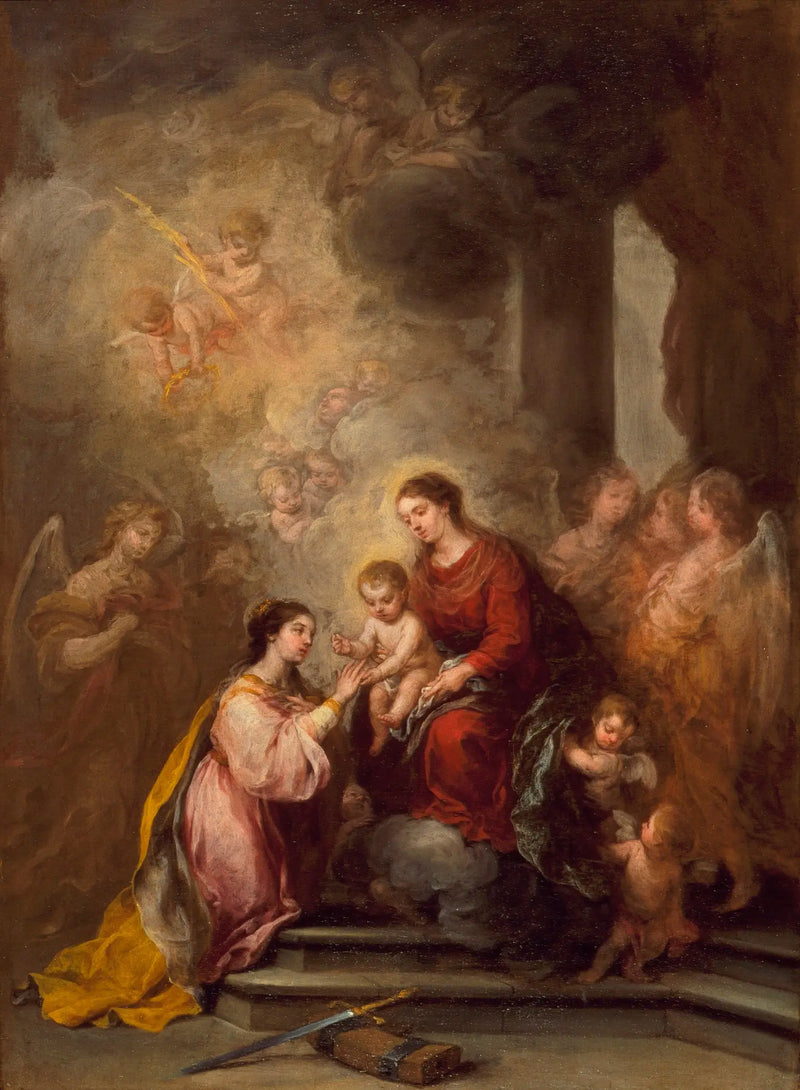 Aziz Catherine'in mistik evliliği - Bartolomé Esteban Murillo