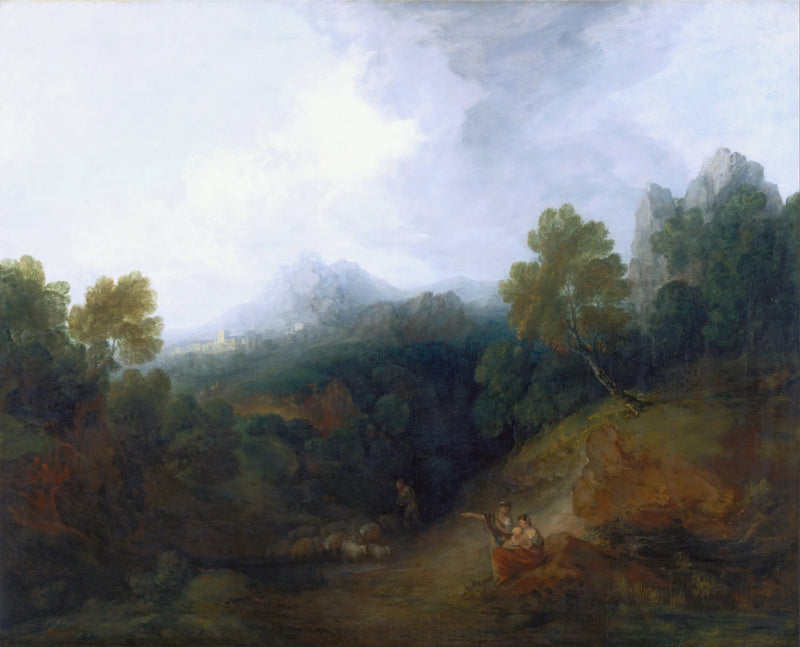 Dağ Vadisi, figürler ve uzak bir köy - Thomas Gainsborough