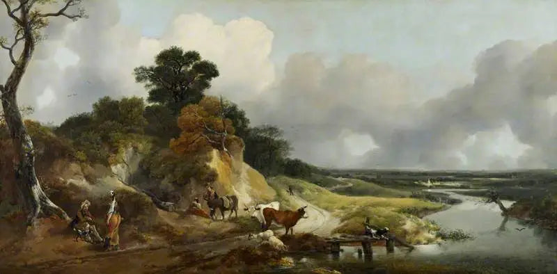 Uzak bir köy manzarasıyla peyzaj - Thomas Gainsborough