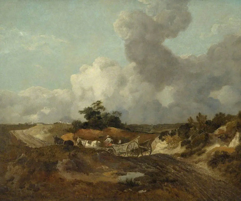 Açık manzara, eğimli yolda kamp arabasıyla - Thomas Gainsborough