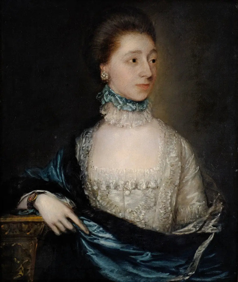 Mavi kabanlı bilinmeyen bir kadının portresi - Thomas Gainsborough