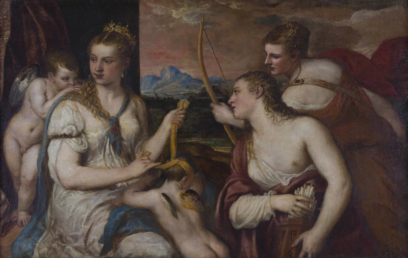 Venüs, Kupidin'in gözlerini bağlarken - Titian