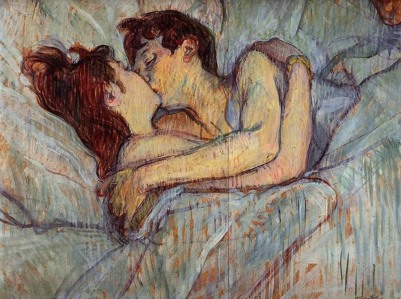 Yatakta, Öpücük - Henri de Toulouse-Lautrec