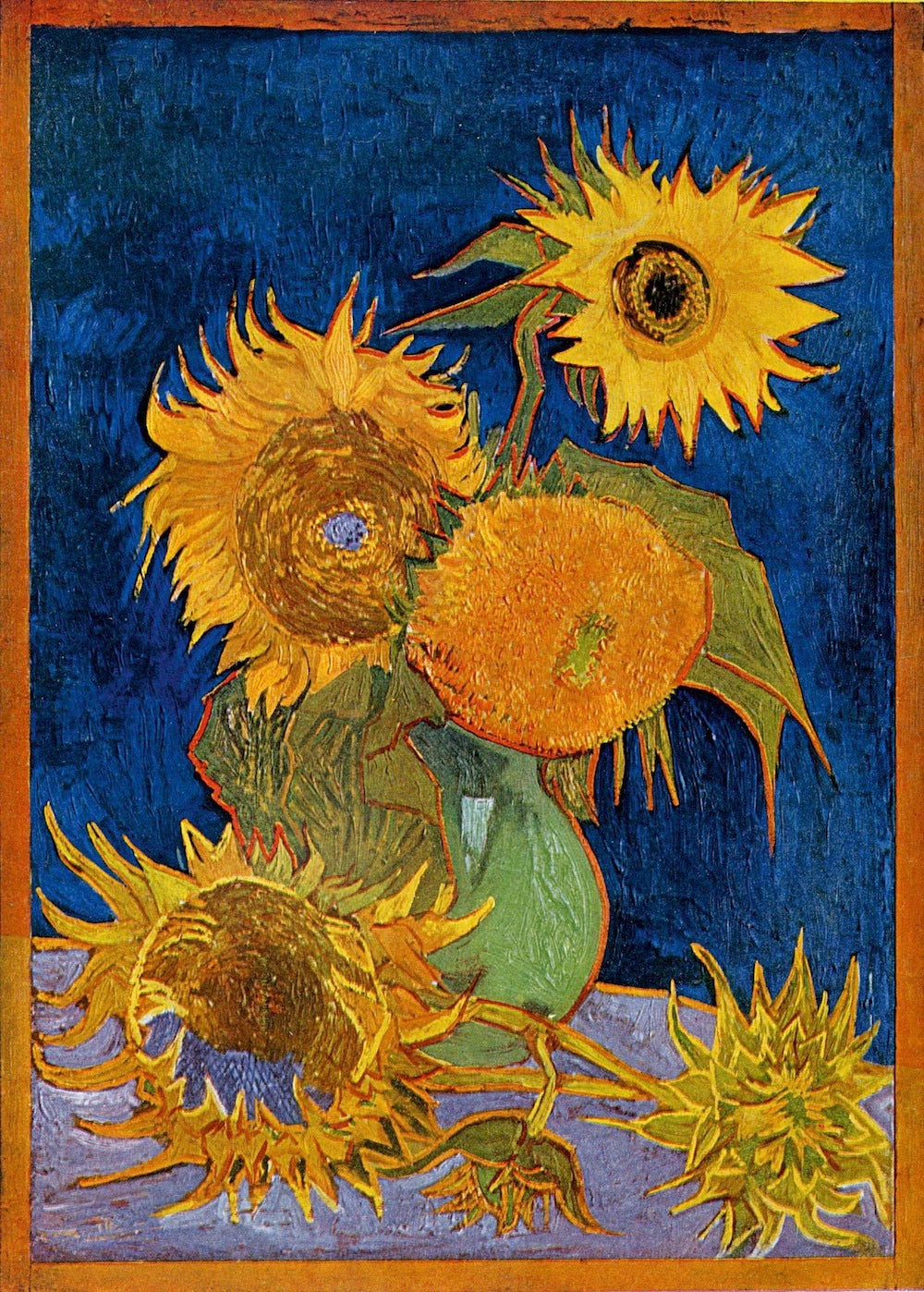 🌻 Ayçiçekleri (kral mavisi arka plan) – Vincent van Gogh (1888)